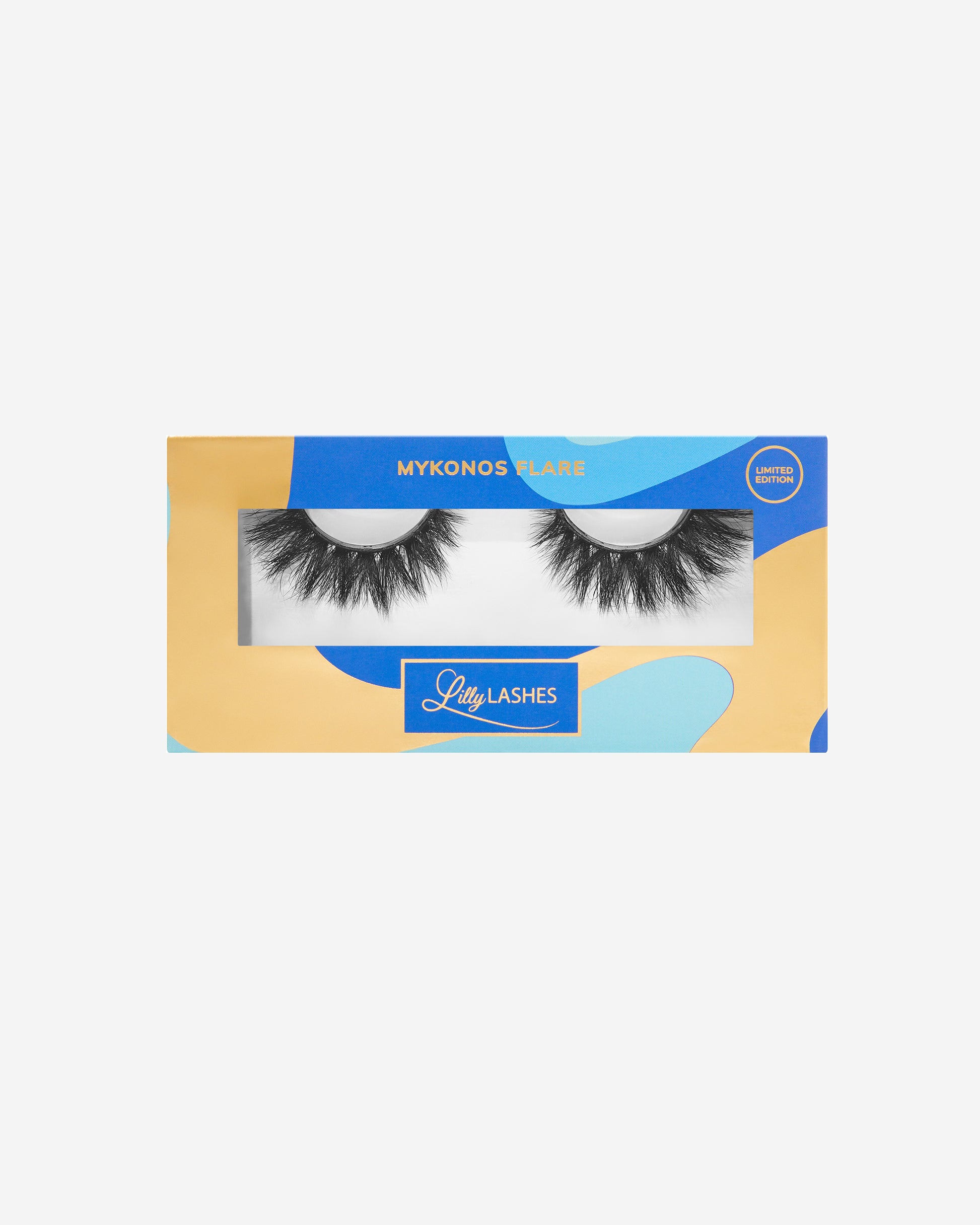 Lilly Lashes | 3D Mink | Limited Edition Mykonos Flare | Front of Box