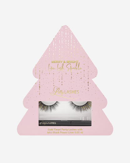 Lilly Lashes | Faux Mink Tinsel Lashes + Liner | Merry & Bright | Front of Box